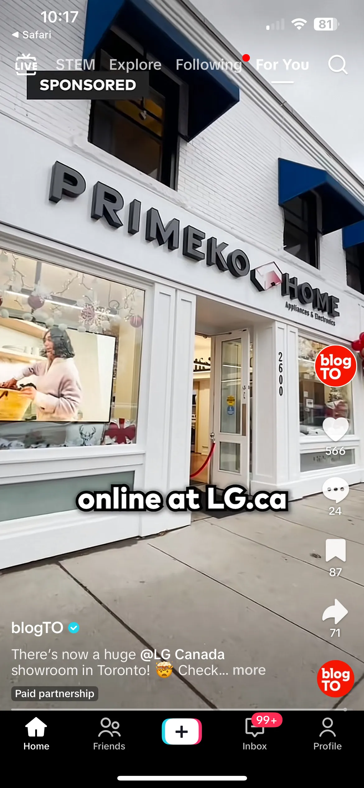 A blogTO social account