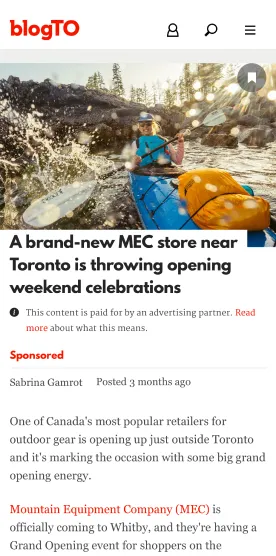 An example of sponsored content on blogTO